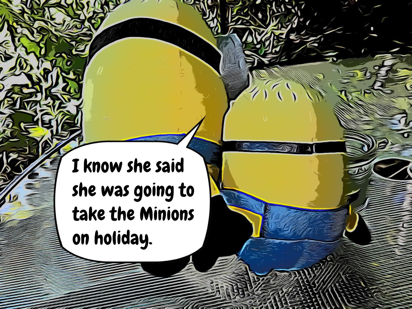 I know she said she was going to take the Minions on holiday.